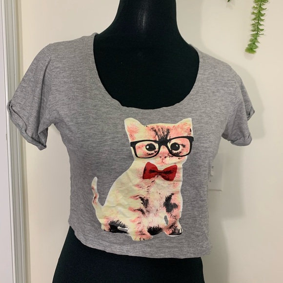 River Island 100% Cotton Kitty Cropped T Shirt Top - Picture 3 of 5